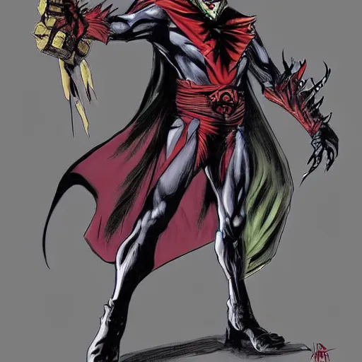 Image similar to David Tennant as spawn, concept art, illustration by  Greg Capullo