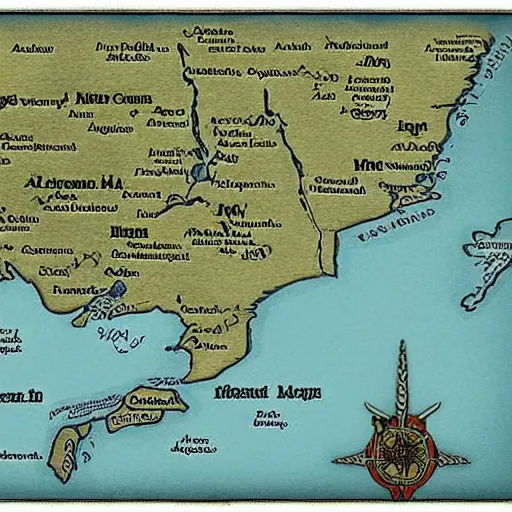 Prompt: map of michigan in middle earth