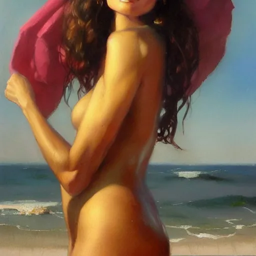 Image similar to A beautiful oil painting of a pretty old lady in a bikini by Lucas Graciano, Frank Frazetta, Greg Rutkowski, Boris Vallejo, epic, fantasy, character art, high fantasy