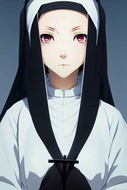 Image similar to portrait Anime girl in nun clothes, holy church Warhammer 40000, cute-fine-face, white-hair pretty face, realistic shaded Perfect face, fine details. Anime. realistic shaded lighting by Ilya Kuvshinov katsuhiro otomo ghost-in-the-shell, magali villeneuve, artgerm, rutkowski, WLOP Jeremy Lipkin and Giuseppe Dangelico Pino and Michael Garmash and Rob Rey