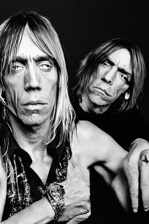 Prompt: an enormous glass bottle containing iggy pop