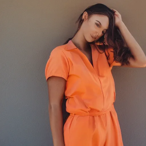 Prompt: beautiful girl in an orange jumpsuit