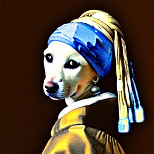 Prompt: girl with a pearl earring but as a siberian husky dog