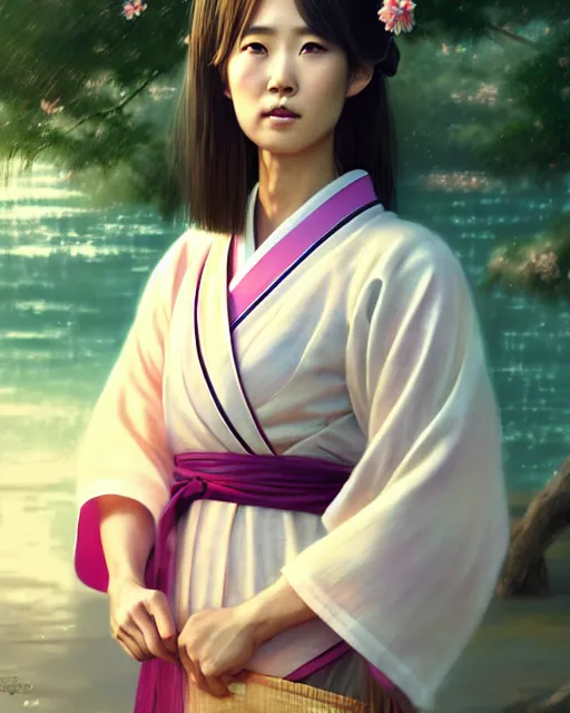 Image similar to a beautiful okinawa girl wear elegant yukata in festival | | summer night, realistic shaded, pleasant face, good looking, fine details, 4 k realistic, cryengine, realistic shaded lighting poster by greg rutkowski, magali villeneuve, artgerm, jeremy lipkin and michael garmash and rob rey