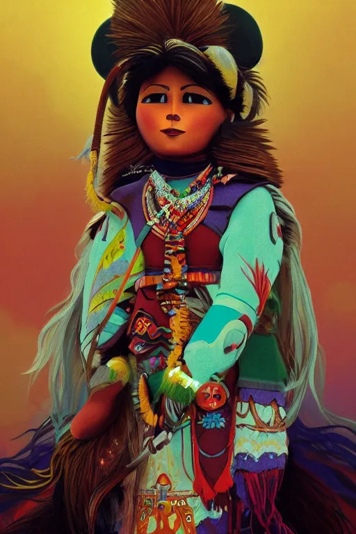 Prompt: Hopi kachina doll, cinematic lighting, soft bokeh, fantasy, modern, colourful, highly detailed, digital painting, artstation, deviantart, concept art, sharp focus, illustration, by alphonse mucha