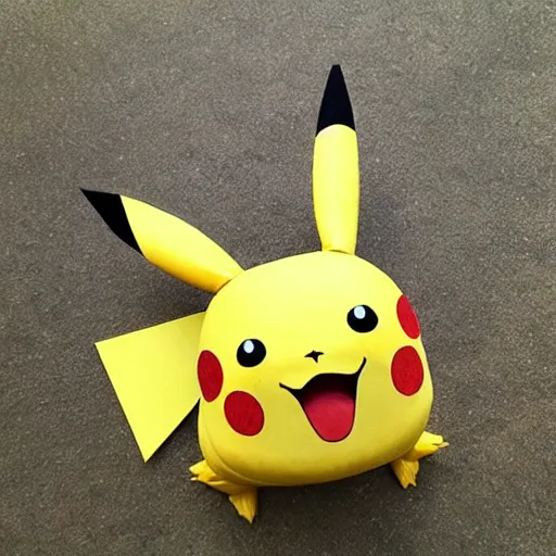 Image similar to Pikachu made out of cardboard