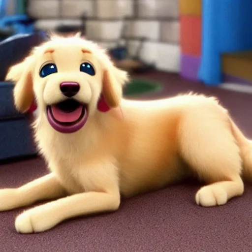 Image similar to Golden retriever dog from Pixar Monsters Inc movie