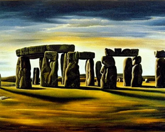 Image similar to painting of Stonehenge by Salvador Dali