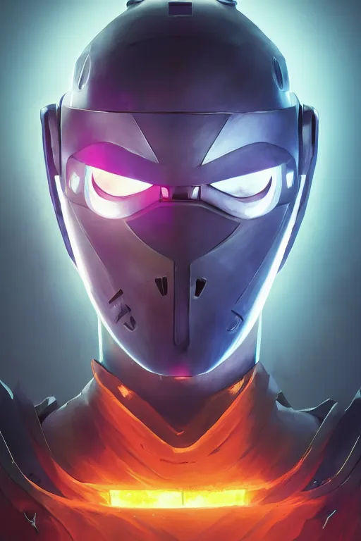 Image similar to epic mask helmet robot ninja portrait stylized as fornite style game design fanart by concept artist gervasio canda, behance hd by jesper ejsing, by rhads, makoto shinkai and lois van baarle, ilya kuvshinov, rossdraws global illumination radiating a glowing aura global illumination ray tracing hdr render in unreal engine 5