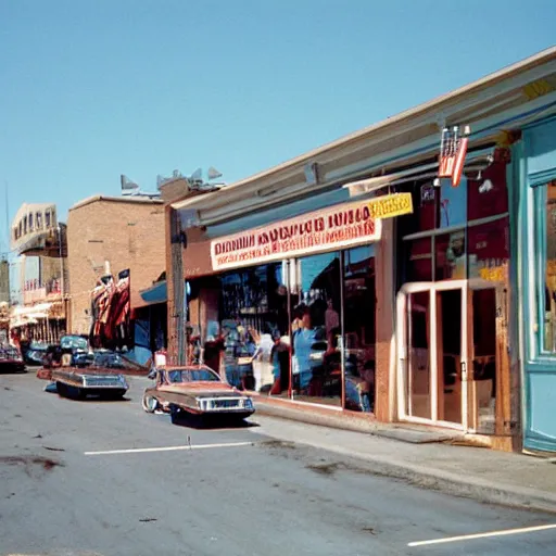 Image similar to « summer, sunny day, 1 9 8 0 years, usa, street view with shops markets »