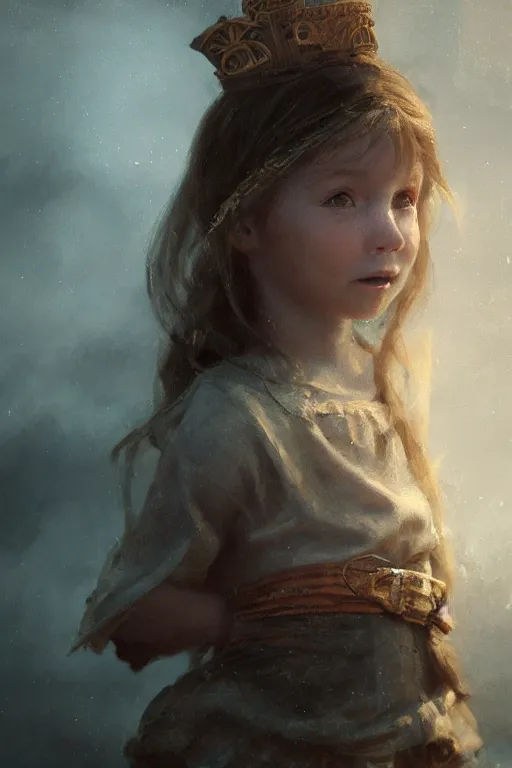 Image similar to medieval little girl, joyful, close-up portrait, intricate, elegant, volumetric lighting, scenery, digital painting, highly detailed, artstation, sharp focus, illustration, concept art, ruan jia, steve mccurry