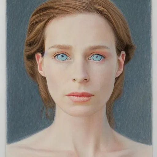 Image similar to SOPHIE the artist, photographed by Annie Leibovitz, color pencil drawing