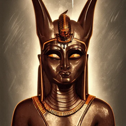 Image similar to egypt god, anubis, head, light circles, degital art, artstation, highly detailed, perfect lightning