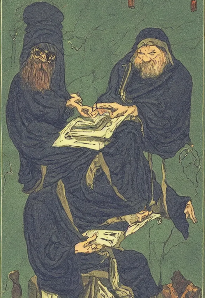 Image similar to Yann LeCun as Hermit on the Rider–Waite tarot