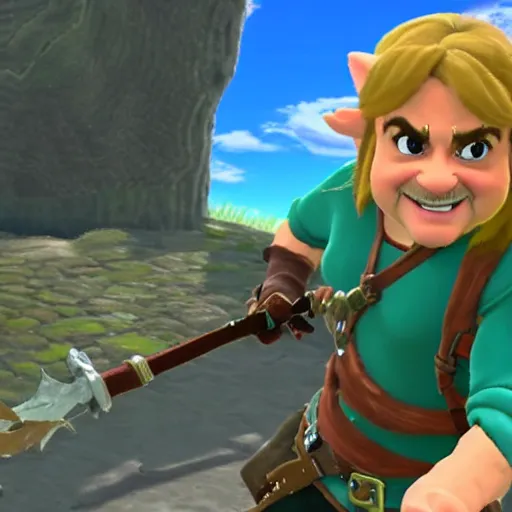 Image similar to Danny Devito as Link in Breath of the Wild, 4k screenshot