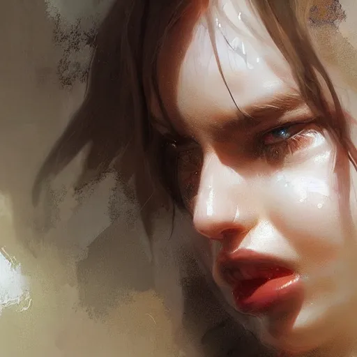 Prompt: close up of a crying girl with pretty eyes, digital art by ruan jia and mandy jurgens and artgerm, highly detailed, trending on artstation, award winning,