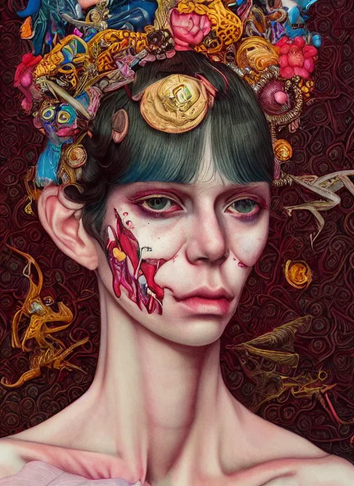 Image similar to fashion portrait :: by Martine Johanna and Simon Stålenhag and Chie Yoshii and Casey Weldon and Guillermo del toro :: ornate, dynamic, particulate, rich colors, intricate, elegant, highly detailed, centered, artstation, smooth, sharp focus, octane render, 3d