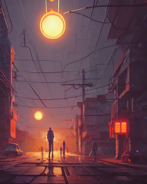 Image similar to painting of cyberpunk soviet village, detailed, by simon stalenhag, cory loftis, james gilleard, atey ghailan, makoto shinkai, goro fujita, studio ghibli, rim light, exquisite lighting, clear focus, very coherent, plain background, soft painting