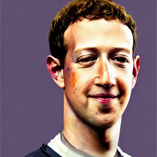 Image similar to hyper realistic, portrait of mark zuckerberg ethnicity : asian, painted by greg rutkowski, wlop, loish,