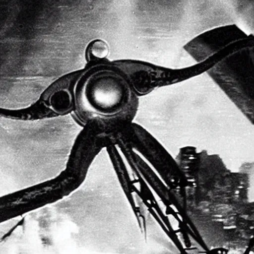 Image similar to close up of the martians attacking thunderchild from war of the worlds, cinematographic shot,