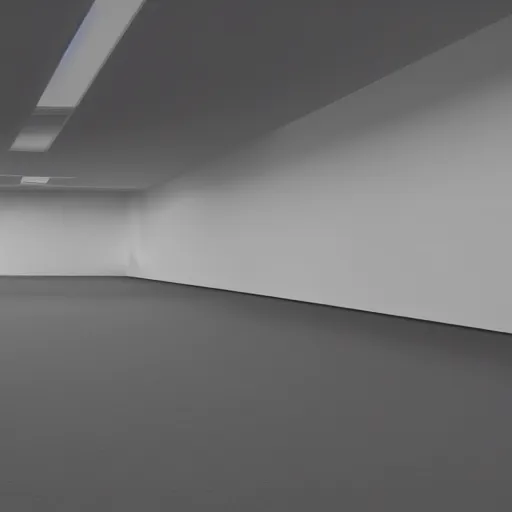 Prompt: an very big empty room in a monolithic tower, gradient of greys, in the middle, a meditation spot, octane render 8k