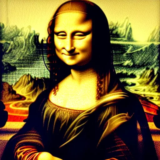 Image similar to mona lisa must have had the highway blues, you can tell by the way she smiles, 4 k, intricate, detailed
