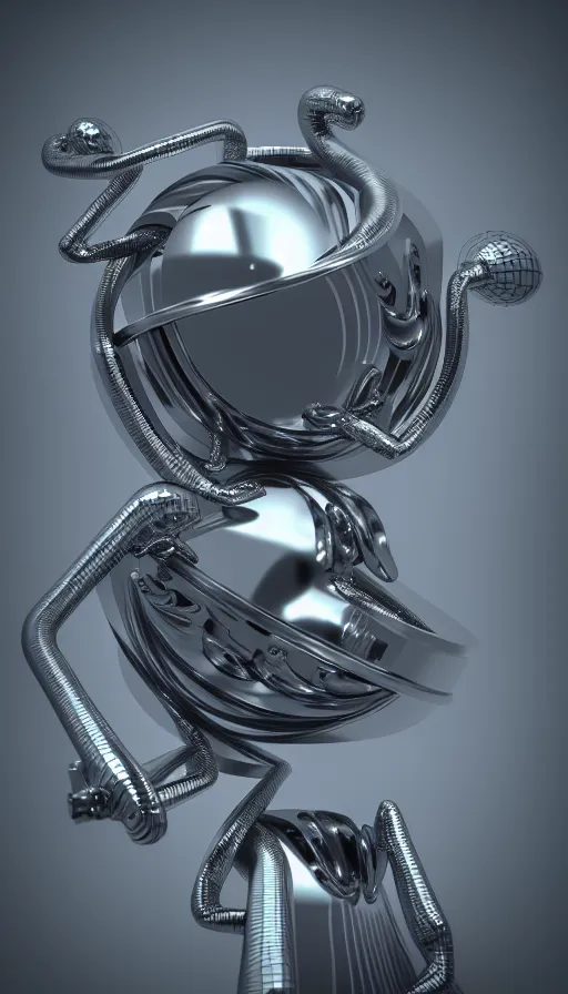 Image similar to hyperfuturism abstract 3 d object, liquid metal, anthropomorphic, chrome, octane render, high detail, centred