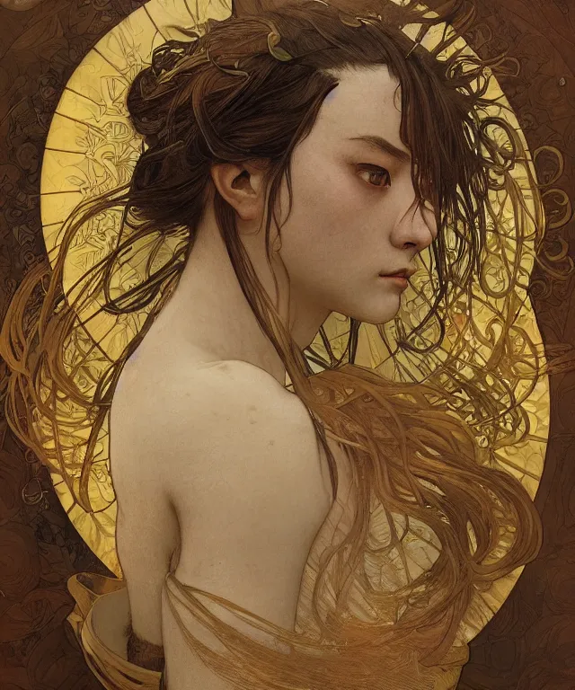 Prompt: realistic hyper detailed portrait of a samurai warrior by Alphonse Mucha and Charlie Bowater and art germ, rule of thirds, golden ratio, portrait style with the subject in the middle of the frame