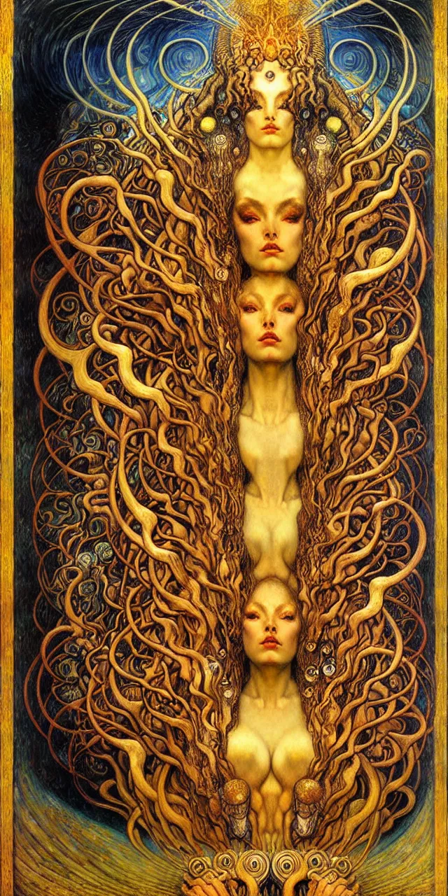 Image similar to Divine Chaos Engine by Karol Bak, Jean Delville, William Blake, Gustav Klimt, and Vincent Van Gogh, symbolist, visionary