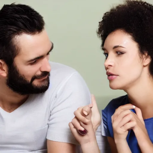 Prompt: a man reading a woman's mind