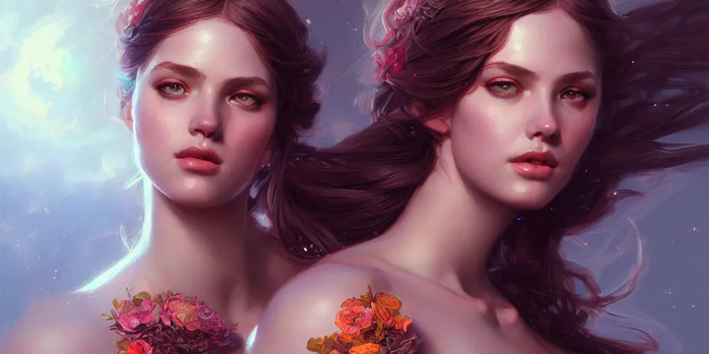 Image similar to portrait of a seductive aphrodite, half body, detailed intricate illustration, detailed illustration, hd, 4 k, digital art, overdetailed art, by greg rutkowski, by loish, complementing colors, trending on artstation, deviantart