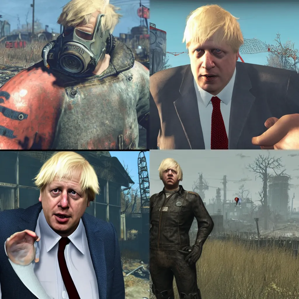 Prompt: Boris Johnson as the main character of Fallout 4