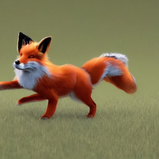 Image similar to A photorealistic fox robbing a bunny and running away with the loot