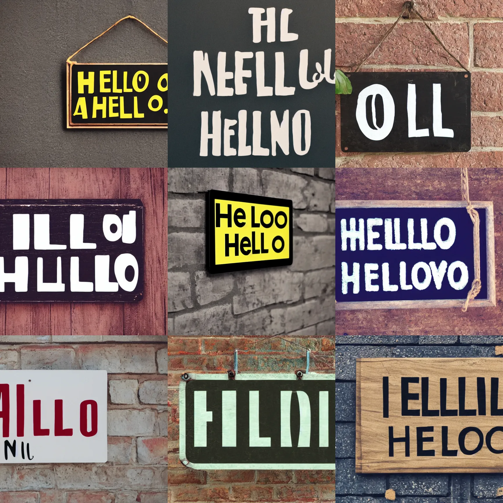 Prompt: a sign with text that says'hello!'