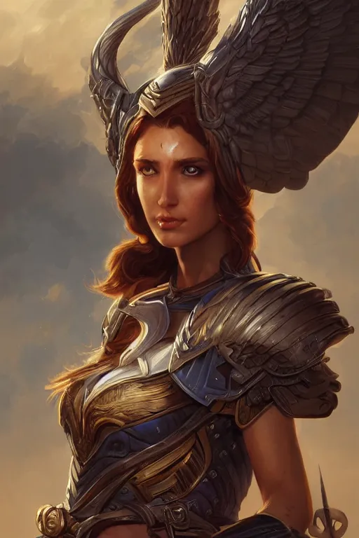 Image similar to amazon valkyrie athena, d & d, fantasy, portrait, highly detailed, headshot, digital painting, trending on artstation, concept art, sharp focus, illustration, art by artgerm and greg rutkowski and magali villeneuve