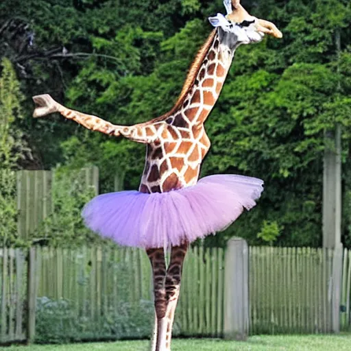 Image similar to a giraffe ballet dancer in a tutu