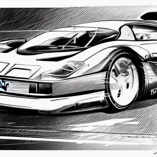 Image similar to ferrari drawn by hayao miyazki and satoshi