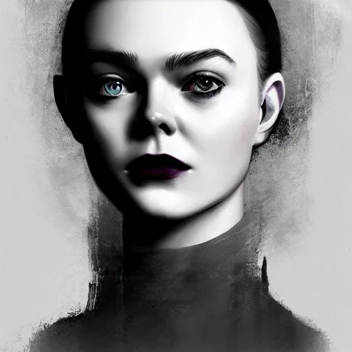 Image similar to a portrait of Elle Fanning in the style of Dishonored