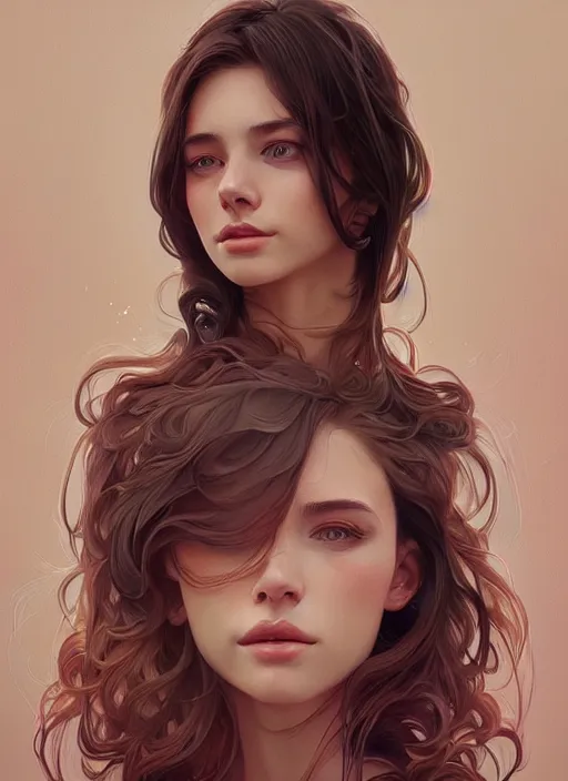 Prompt: handsome young women with shoulder length brown hair, half body shot, path traced, highly detailed, high quality, digital painting, alena aenami, lilia alvarado, shinji aramaki, karol bak, alphonse mucha, tom bagshaw