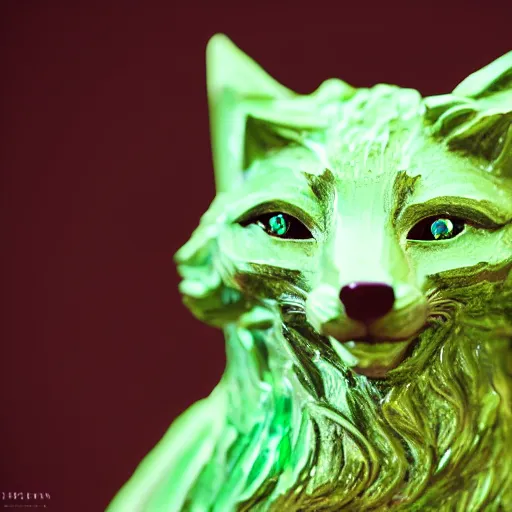 Image similar to Portrait photography of an Emerald fox sculpture