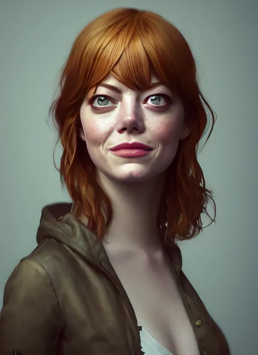 Image similar to emma stone, hyper detailed, digital art, trending in artstation, cinematic lighting, studio quality, smooth render, unreal engine 5 rendered, octane rendered, art style by klimt and nixeu and ian sprigger and wlop and krenz cushart.