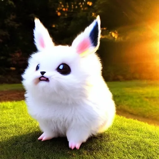 Image similar to real life pokemon, cute!!!, adorable!!!, fluffy!!!, ultra realistic!!!, golden hour, sharp focus