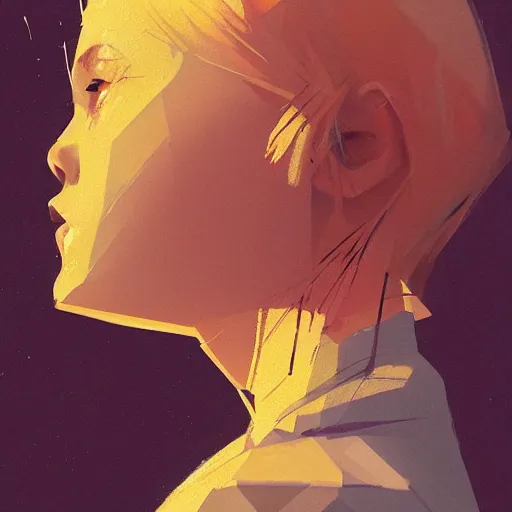 Image similar to Beautiful girl with blond hair profile picture by Greg Rutkowski, asymmetrical, Organic Painting , Matte Painting, geometric shapes, hard edges, street art, trending on the artstation:2 by Sachin Teng:4