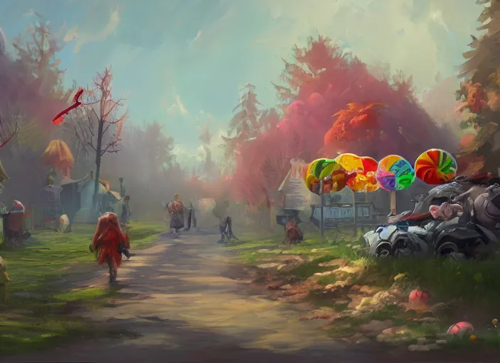 Image similar to concept art for a game candy themed, oil painting by jama jurabaev, extremely detailed, brush hard, artstation, for aaa game, high quality, brush stroke