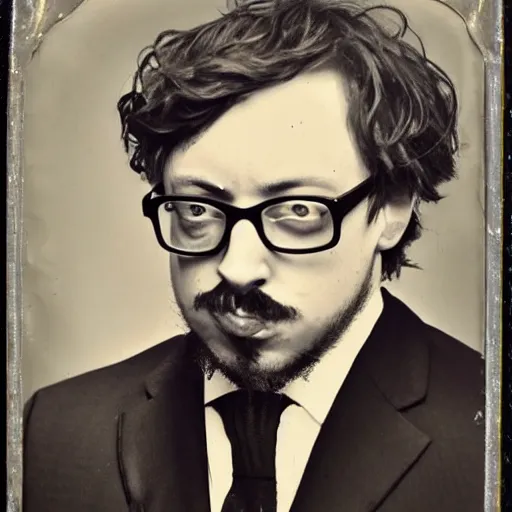 Image similar to ambrotype portrait of sam hyde wearing a suit, very detailed, very intricate,