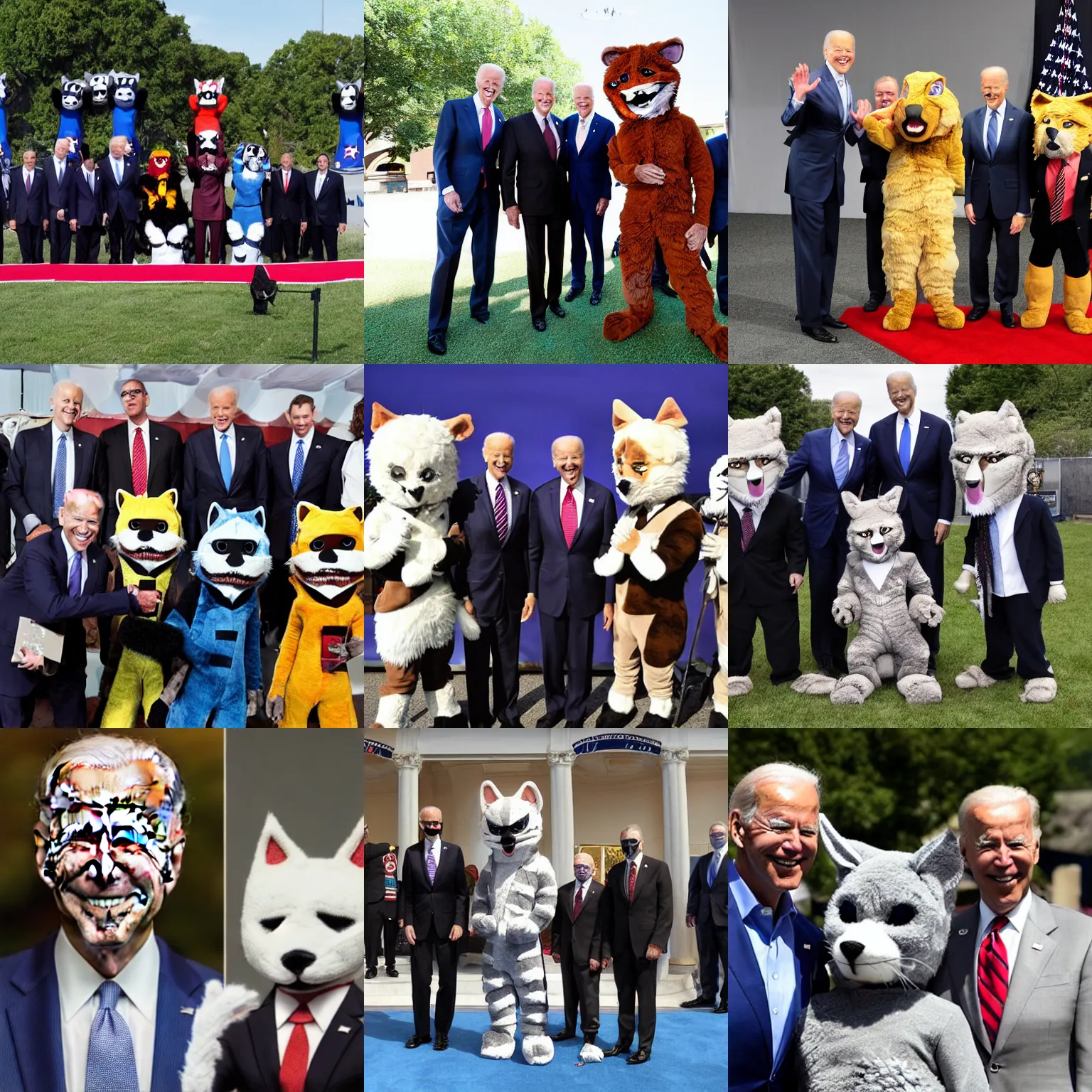 Prompt: president biden and the fursuit clique