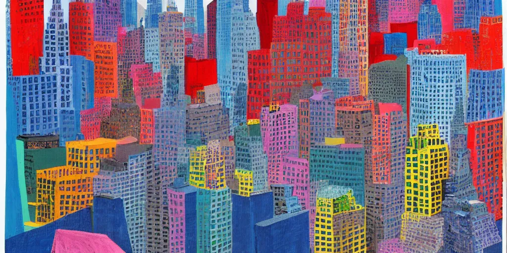 Image similar to new york city by twes anderson, david hockney