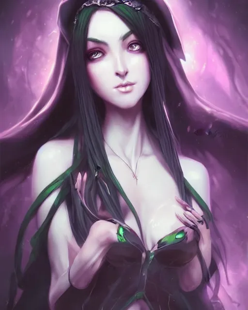 Image similar to beautiful portrait of a Witch who looks like Albedo, Overlord anime character design by Ross Tran, artgerm detailed, soft lighting