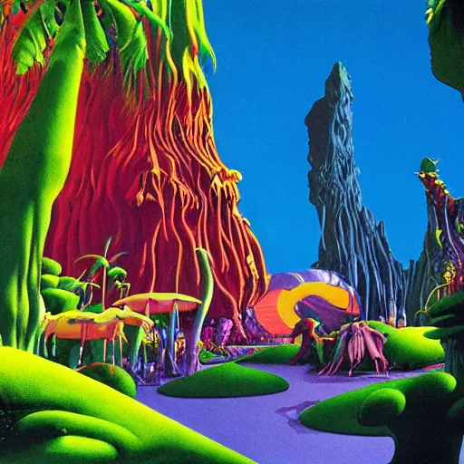 Image similar to rave party by roger dean