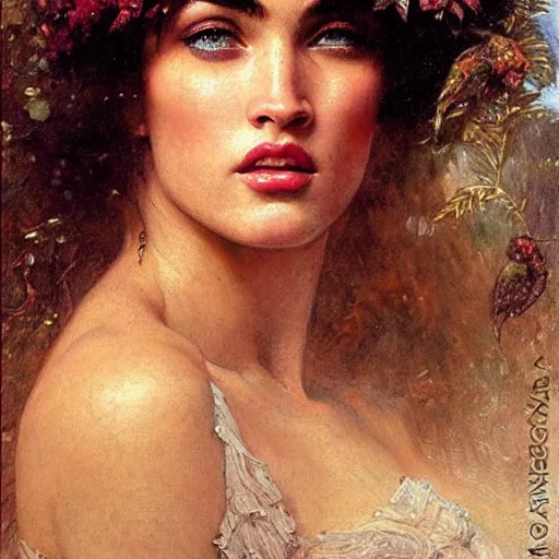 Prompt: detailed potrait of megan fox on baroque painting, girl graceful,, painting by gaston bussiere, craig mullins, j. c. leyendecker, lights, art by ernst haeckel, john william godward, hammershøi,,